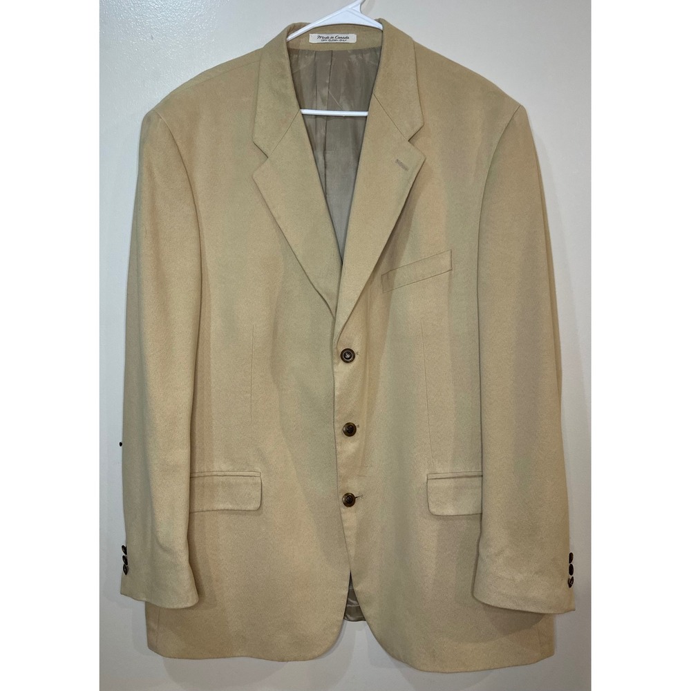Lord & Taylor Fifth Avenue Collection Mens‎ Tan Microfiber Blazer Sport Coat 48
